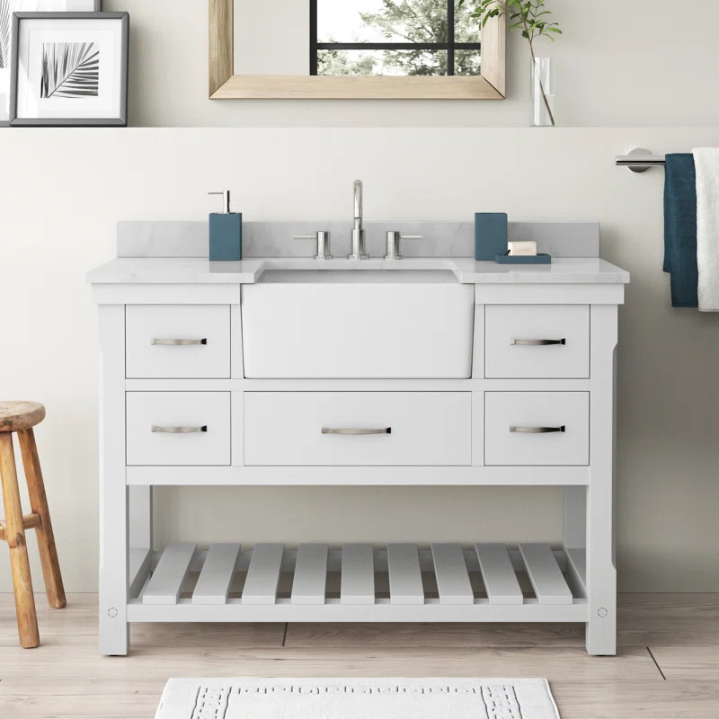 Ettamae 48'' Single Bathroom Vanity with Engineered Stone Top | Wayfair North America
