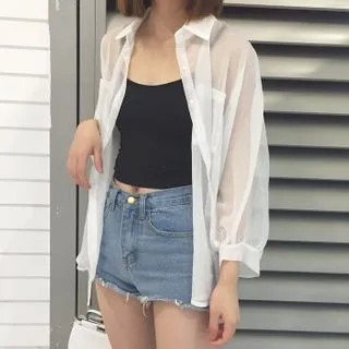 Sheer Shirt White - One Size | YesStyle Global