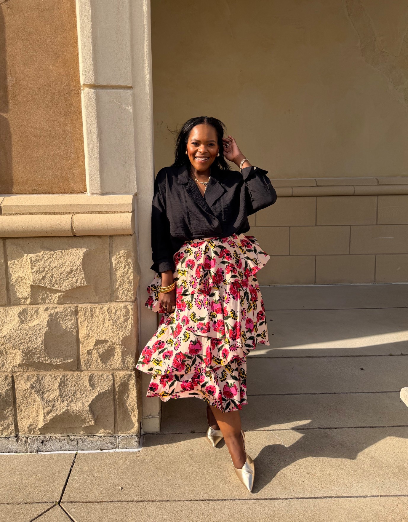 My Wednesday workwear ootd with this fabulous ruffle midi skirt from @Macys - comes in plus sizes too! I’m wearing the side medium. Love a good fun Spring outfit!! This would be fun for a date night too! 🌸🌸🌸🌸🌸

#LTKWorkwear #LTKootd #LTKgrwm