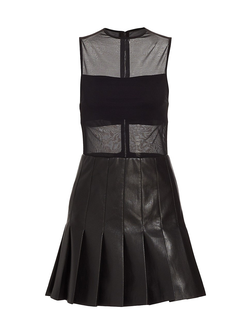 Women's Chara Mesh & Faux Leather A-Line Minidress - Black - Size 6 | Saks Fifth Avenue