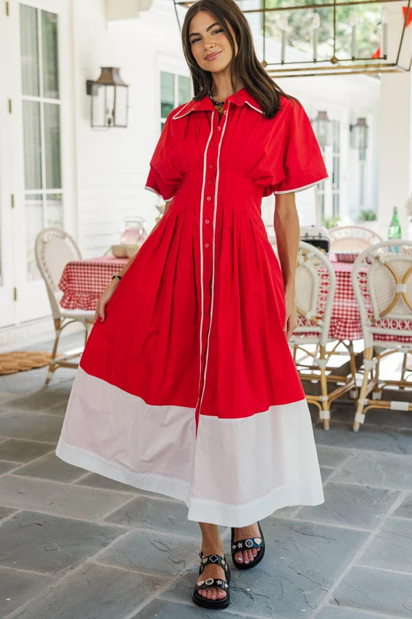 Best Dressed Red & White Midi Dress | The Mint Julep Boutique
