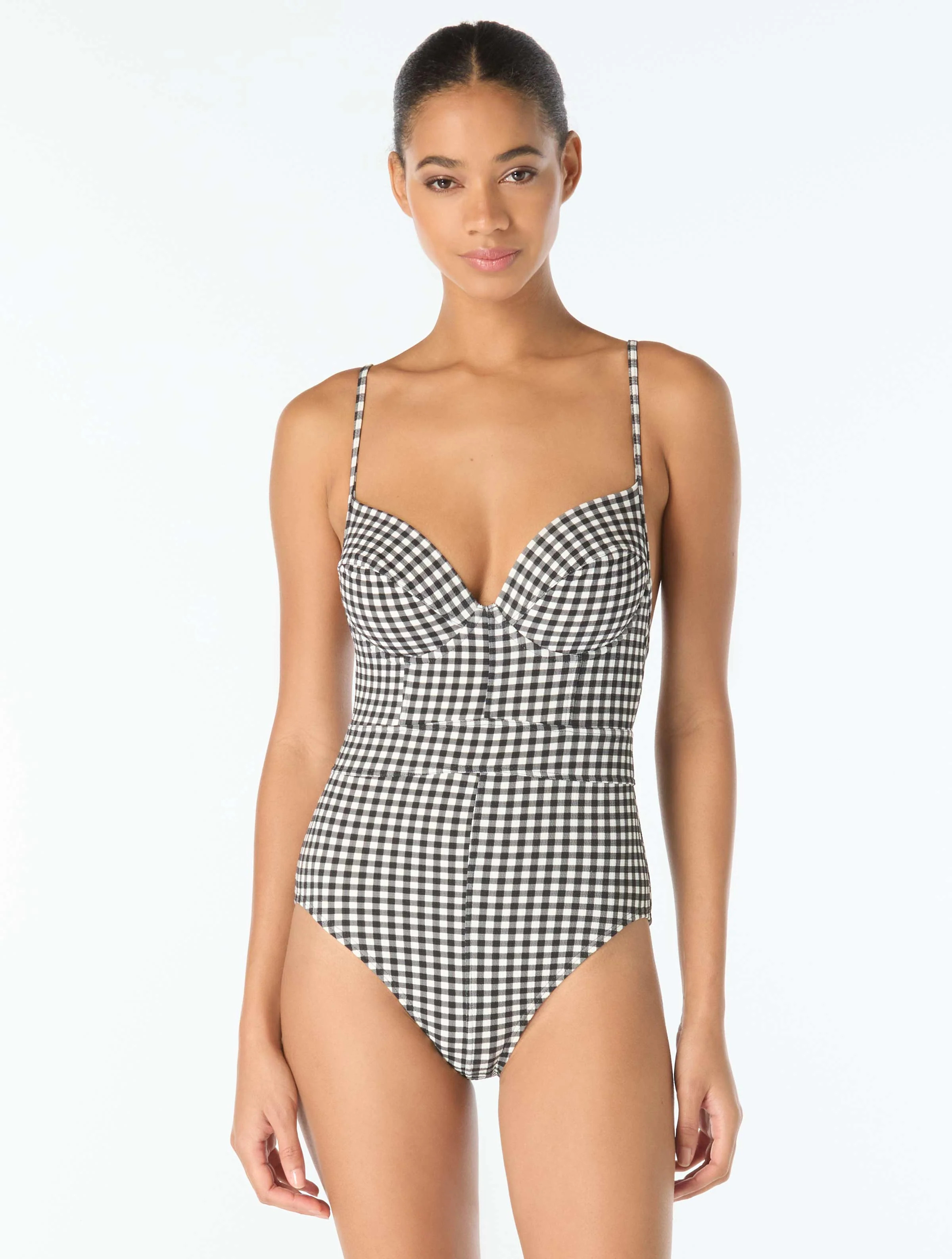 Michael Kors Underwire Textured One Piece Swimsuit - Boho Gingham | Beach2Ocean