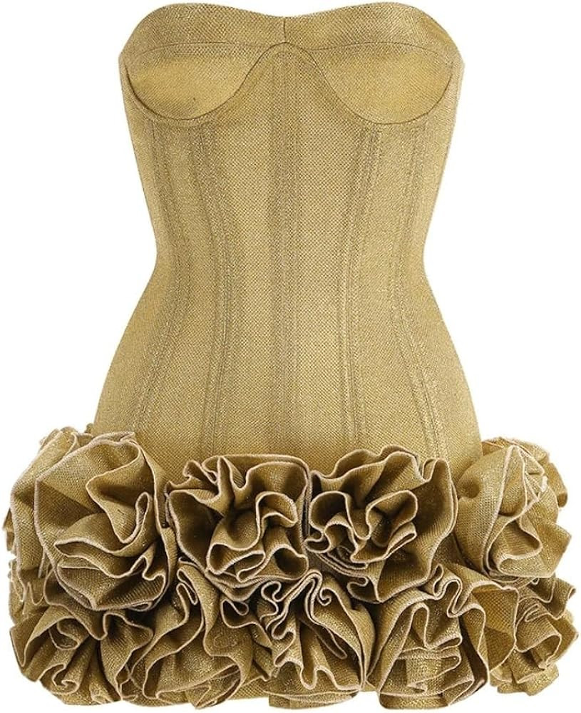 Women's Sexy Sleeveless Off-Shoulder Mini Party Dress with Tie-Knot Detail and 3D Floral Embroide... | Amazon (US)