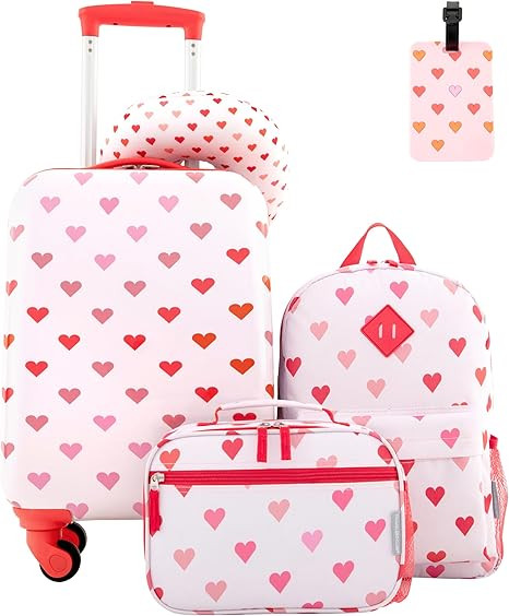 Travelers Club 5 Piece Kids' Luggage Set, Hearts | Amazon (US)