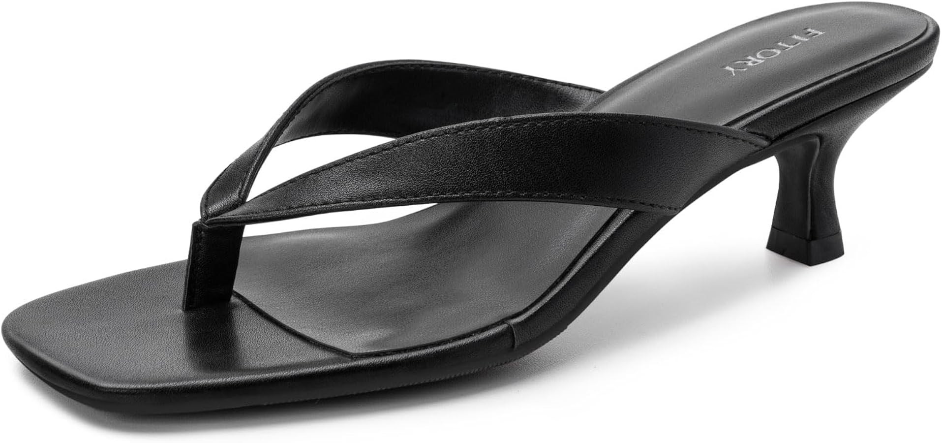FITORY Women's Sexy Kitten Heel Flip Flops,Square Open Toe Low Heel Sandals, Slip on Comfortable ... | Amazon (US)
