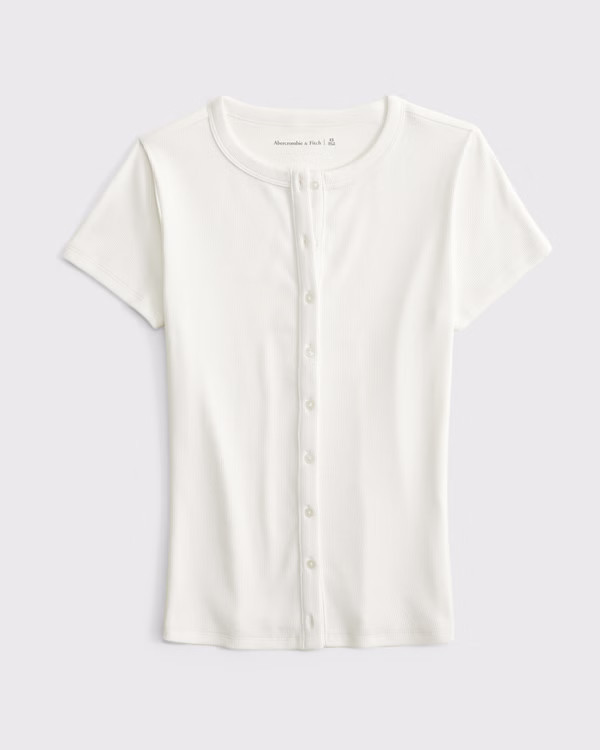 Ribbed Button-Through Top | Abercrombie & Fitch (US)