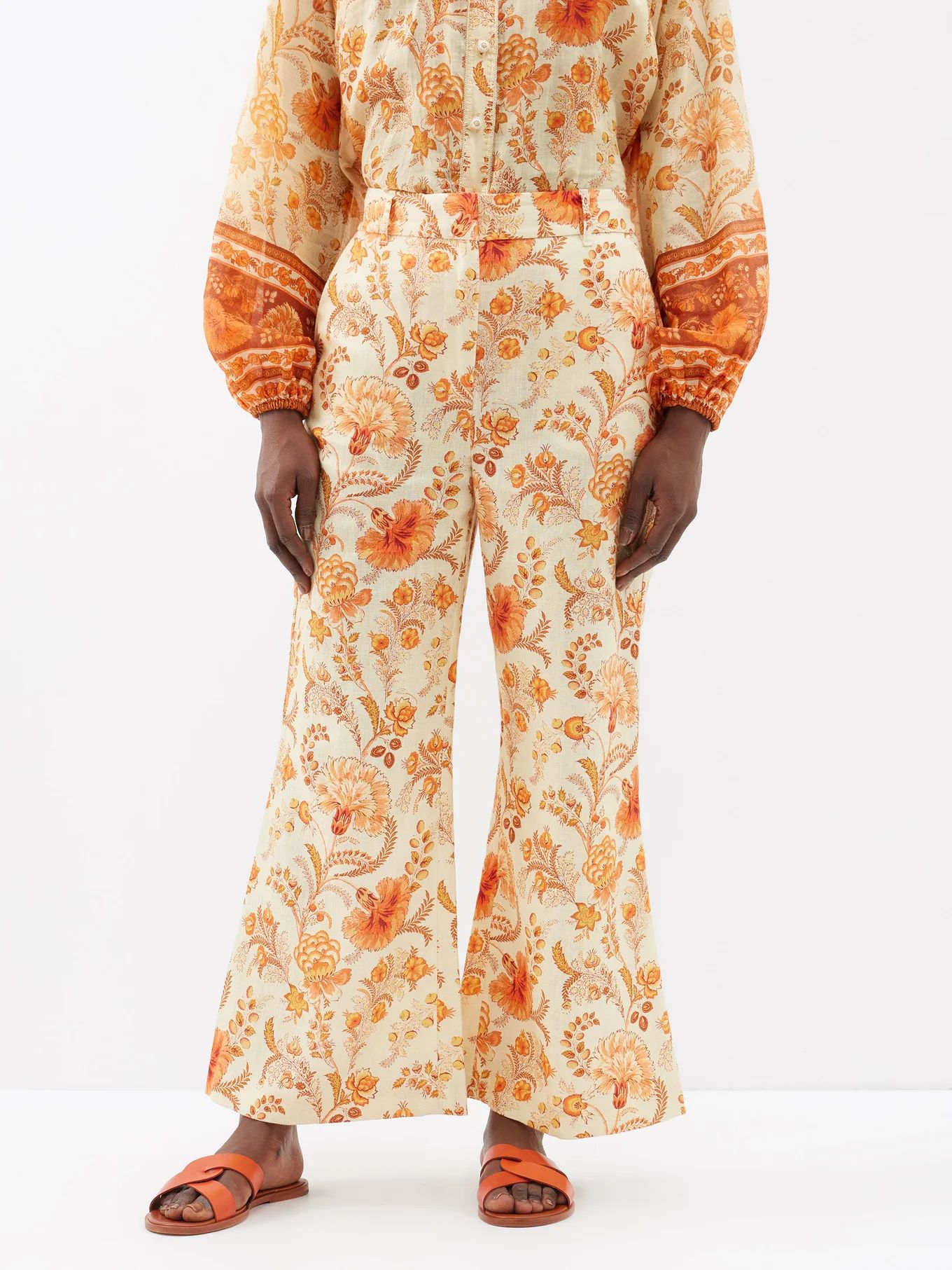 Junie floral-print linen trousers | Zimmermann | Matches (US)