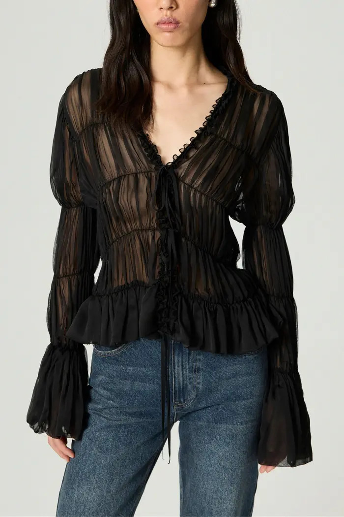 Ruched Sheer Blouse | Nordstrom