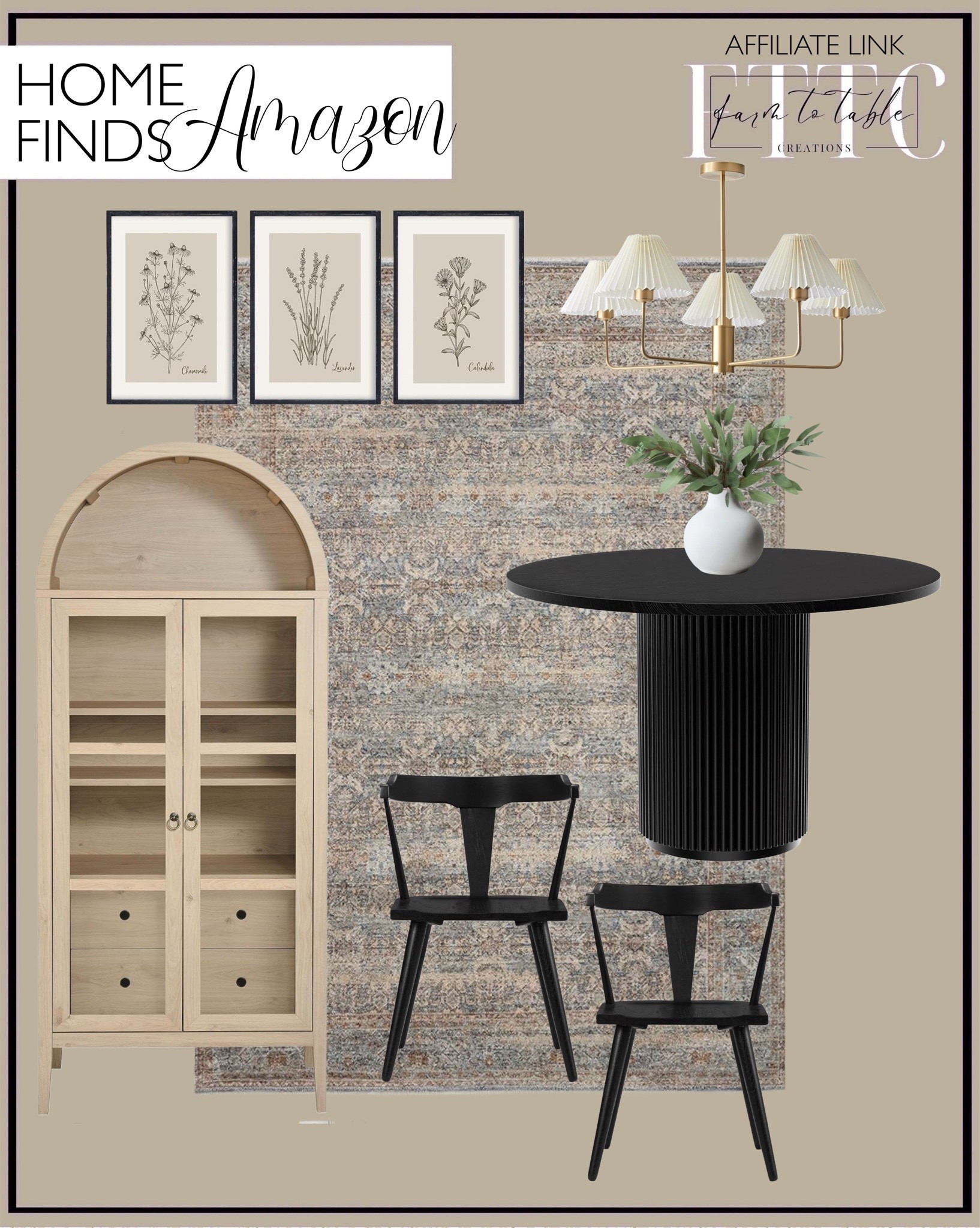 Amazon Home Finds. Follow @farmtotablecreations on Instagram for more inspiration.

Loloi Angela Rose Blake Collection BLA-02 Ocean/Mocha. Modway Nolan Modern Farmhouse 71 Inch Tall Arched Storage Display Cabinet in Light Oak Wood Grain - 4-Tier Bookcase with Glass Doors and Shelves - Arch Accent Cabinet for Living Room. Poly and Bark Enzo dining chair. Round Dining Table for 4, Modern Farmhouse Kitchen Table Black, 47 Inch Pedestal Circle Dining Tables with Solid Wood Strip Base for Kitchen. Lighting 5-Lights White Pleated Fabric Pendant Light Mid Century Modern Brushed Gold Sputnik Chandelier. 3 Pack Faux Artificial Eucalyptus Stems with Faux Seeds. Set Of 3 Vintage Antique Garden Wildflowers Wall Art Decor. 

Dining Room | Curated Entryway | Spring Decor | End of Year Clearance | Trending Decor | Viral Decor | Amazon Holiday | Bedroom corner | Coffee Table Decor | Neutral Decor | Fall Stem Sale | Target Finds | Skinny Bench | Bedroom | Living Room | Breakfast Nook | Amazon Home | Target Sale | Loloi Rugs | Magnolia Home | console table | console table styling | faux stems | entryway space | front porch decor | neutral decor | entryway decor | cozy home | affordable decor |  home decor | home inspiration | console styling | entryway rug | cozy moody home | moody home decor | neutral home | bathroom decor | living room


#LTKHome #LTKSaleAlert #LTKFindsUnder50