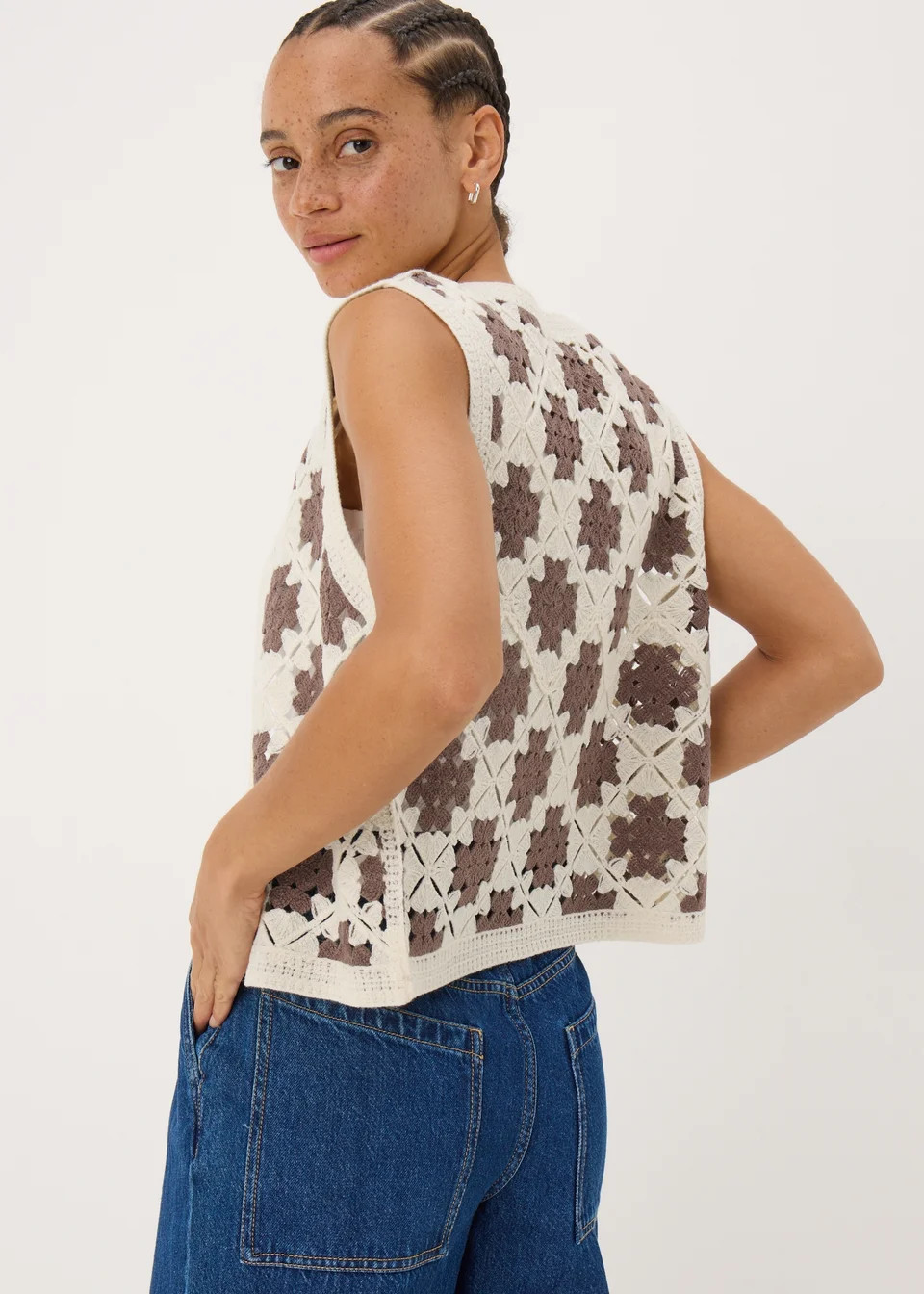 Cream Crochet Patterned Waistcoat | Matalan (UK)