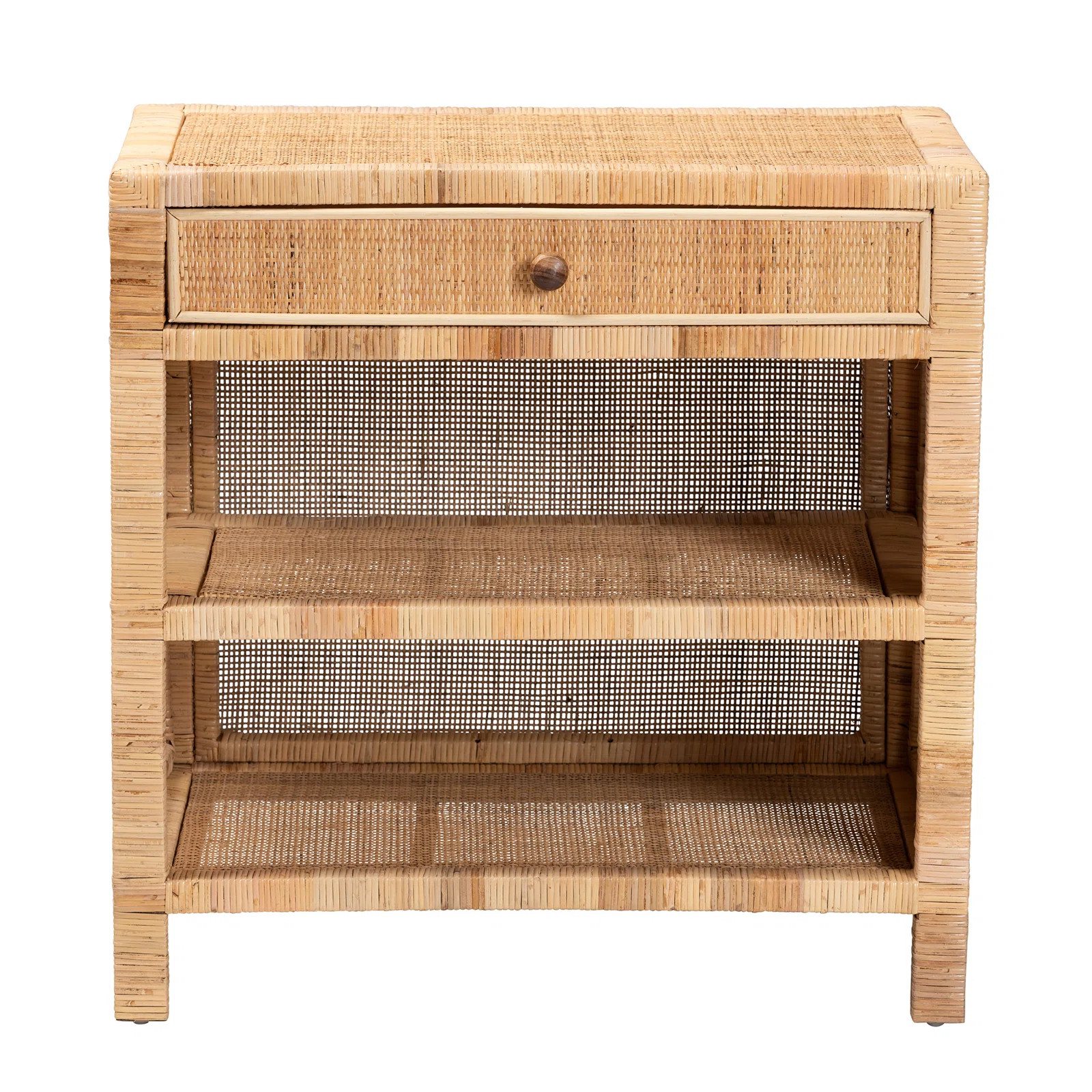 Bella Modern Bohemian Mahogany Wood and Natural Rattan 1-Drawer Console Table | Wayfair North America
