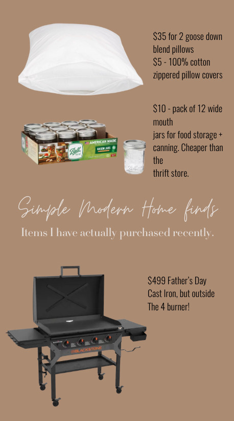 I haven't bought many things recently, but I did refresh the boys pillows- grabbed some jars for less then the thrift store and FATHERS DAY came early... mostly because I couldn't get it out of the truck alone. 

Follow for more simple modern HOME + natural lifestyle.  

 #LTKmomlife #LTKHome