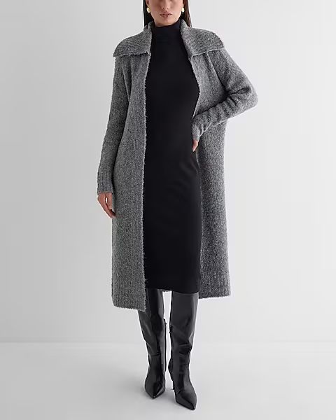 Boucle Oversized Collar Belted Duster Cardigan | Express