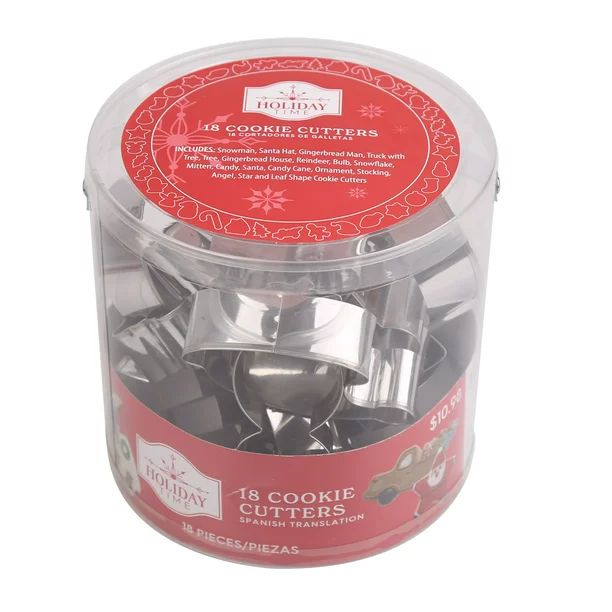 Holiday Time Christmas 18pk Silver Stainless Steel Cookie Cutter Set | Walmart (US)