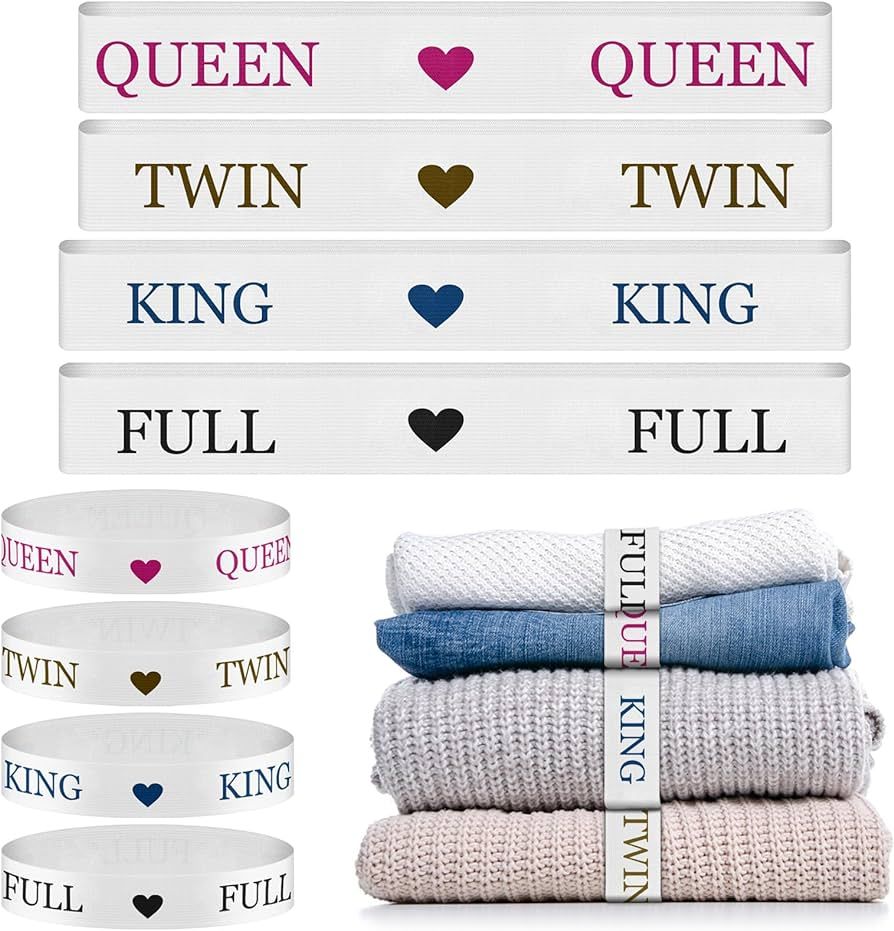 ERKOON 8 Pieces Bed Sheet Organizer Bands Sheet Bands Closet Organization Queen King Twin Full St... | Amazon (US)