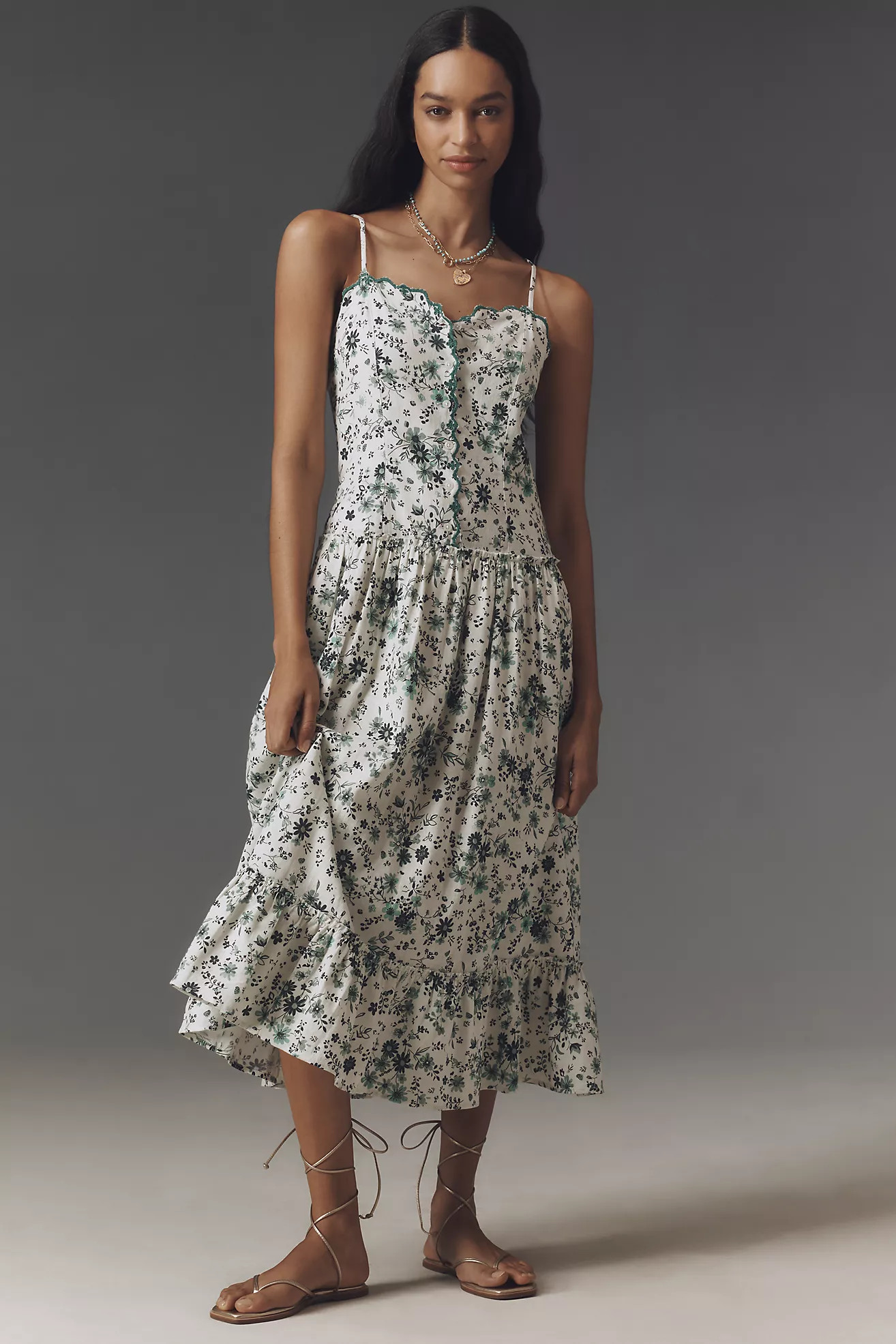 By Anthropologie Sleeveless Drop-Waist Midi Dress | Anthropologie (US)