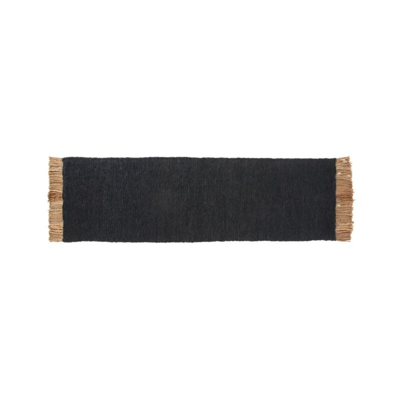 Yuma Fringed Black Jute Rug 2.5'x9 | Crate and Barrel | Crate & Barrel