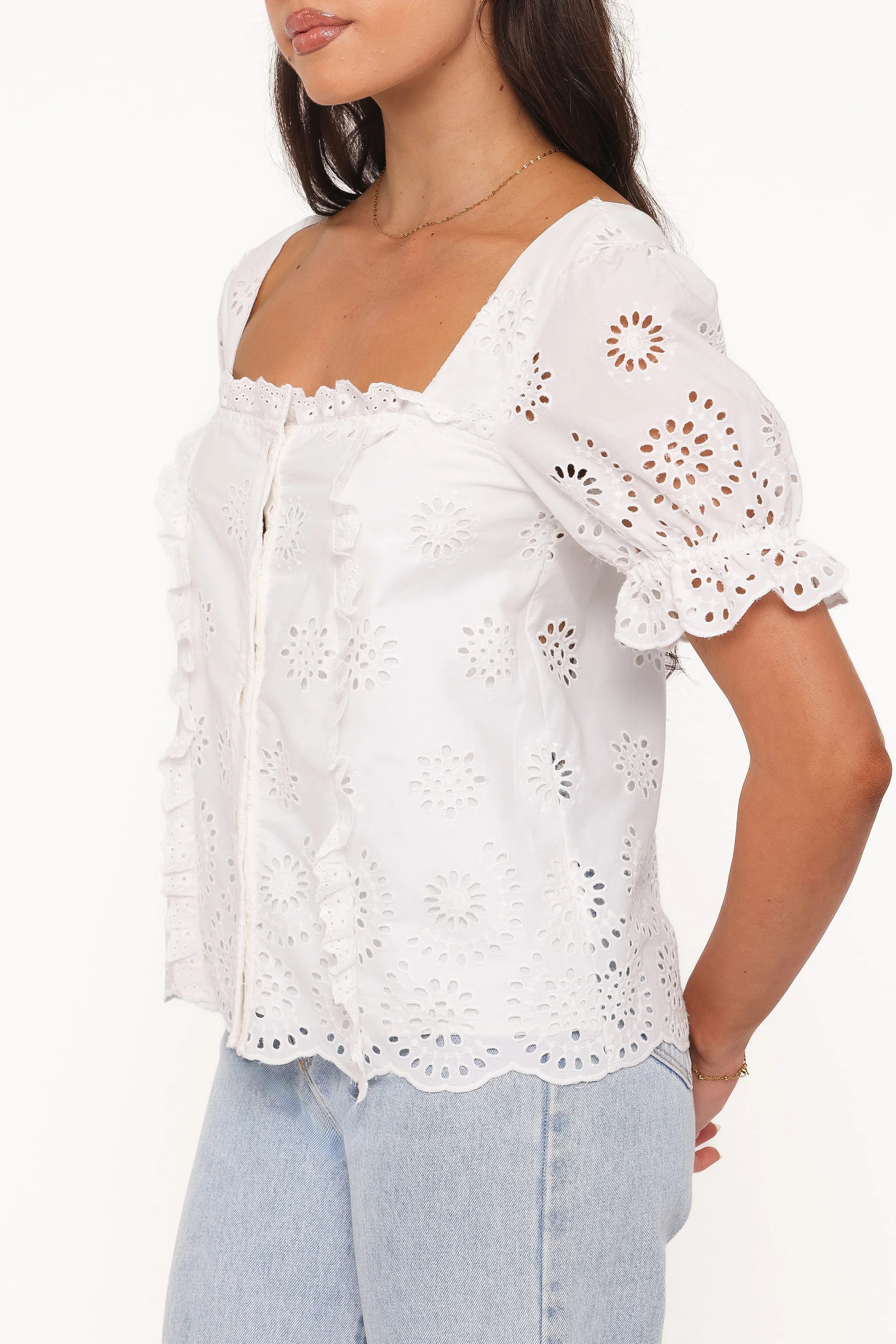 Kairi Eyelet Top - White Broderie | Petal & Pup (US)