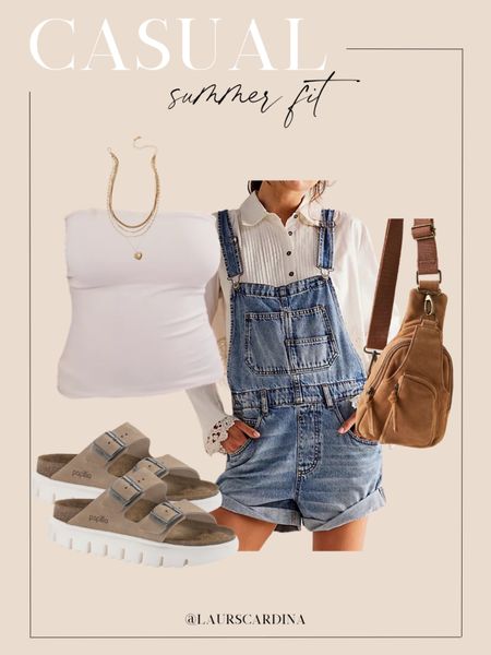 This casual summer fit includes a white tube top paired with denim overalls, Birkenstock sandals, a layered gold necklace, and a tan sling bag.

Free People, ootd, summer outfit, spring outfit, casual outfit

#LTKstyletip #LTKfindsunder100 #LTKfindsunder50
