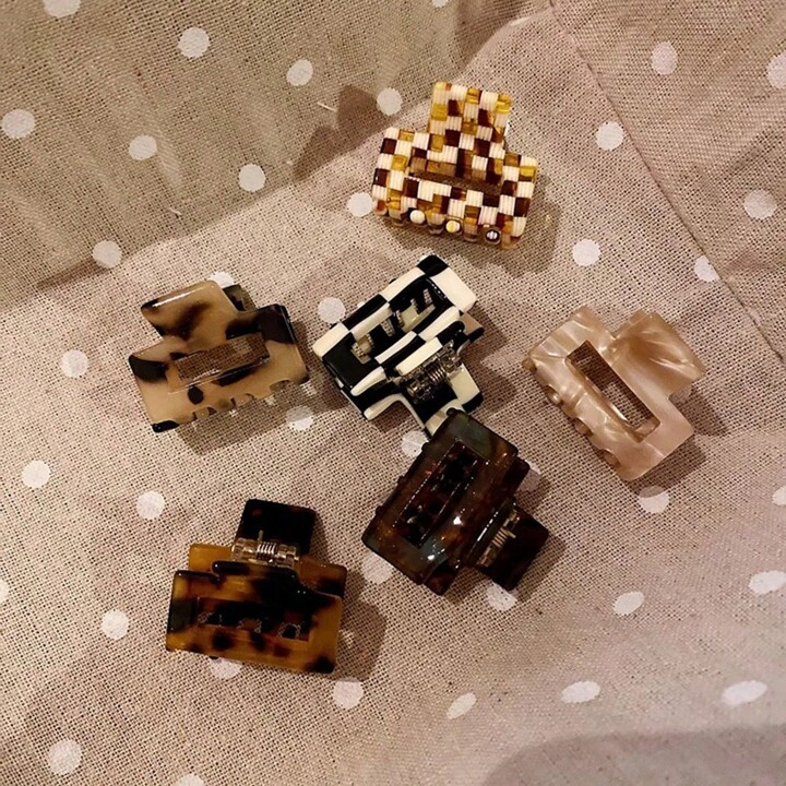 6pcs/Pack Leopard & Checkered Acetic Acid Delicate Small Hair Clips For Women To Pin Up Half Up H... | SHEIN