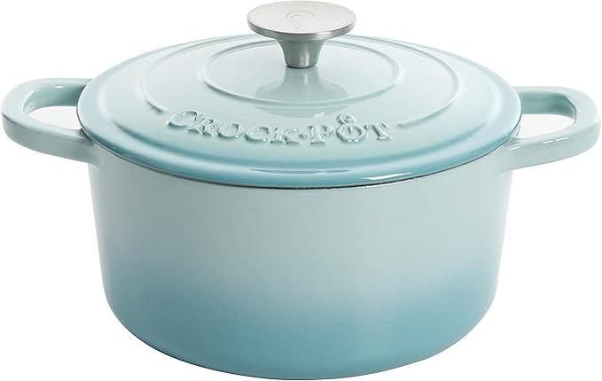 Crock-Pot Artisan Round Enameled Cast Iron Dutch Oven, 7-Quart, Aqua | Amazon (US)