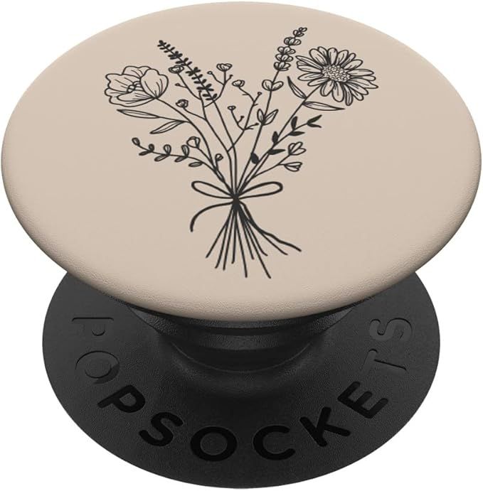 Tan Sand Beige Wildflower Floral Flower Design PopSockets Swappable PopGrip | Amazon (US)