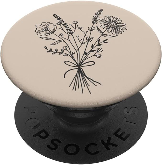 Tan Sand Beige Wildflower Floral Flower Design PopSockets Swappable PopGrip | Amazon (US)