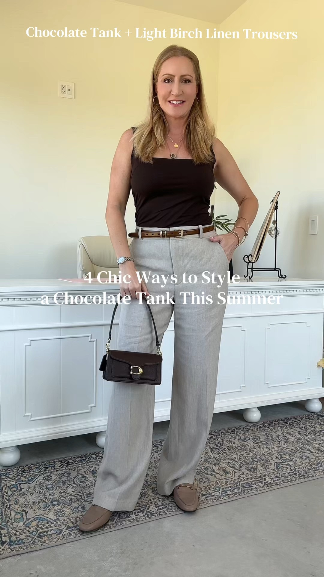 One chocolate tank, four completely different summer outfits. 🤎

This rich neutral has quickly become one of my favorite wardrobe pieces because it pairs beautifully with linen trousers, white shorts, cream denim, and classic blue jeans. Sometimes the simplest pieces create the most polished outfits.

Outfit details linked in my LTK. 

#LTKStyle #LTKFashion #ChocolateBrown #NeutralStyle #SummerCapsule #SummerOutfits #CapsuleWardrobe #QuietLuxuryStyle #FashionOver40 #Over40Style #ClassicStyle #EverydayOutfits #EffortlessStyle #OutfitInspiration #StayTrendyWithWendy

#LTKOver40