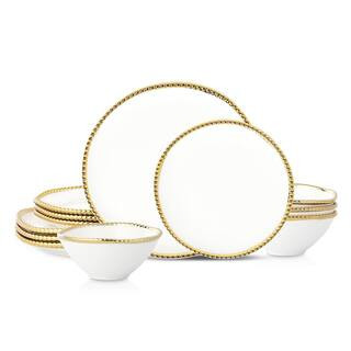 Akoya 12-Piece White Porcelain Dinnerware Set (Service for 4) | The Home Depot