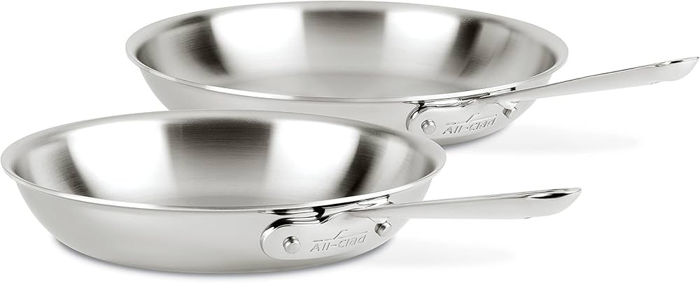 All-Clad D3 3-Ply Stainless Steel Fry Pan Set 2 Piece, 10, 12 Inch, Induction Oven Broiler Safe 6... | Amazon (US)