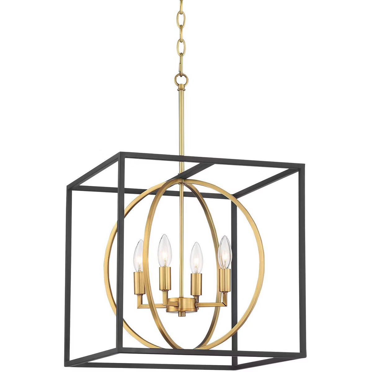 Possini Euro Design Black Warm Brass Cage Foyer Pendant Chandelier 16 1/2" Wide 4-Light Mid Centu... | Target