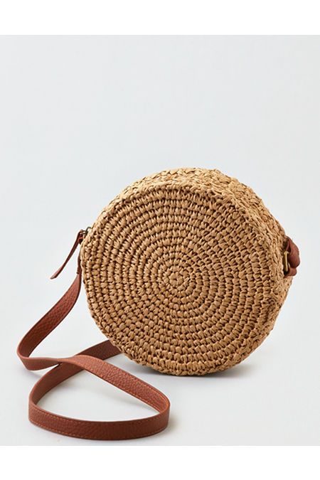 AE Round Straw Crossbody Purse | American Eagle Outfitters (US & CA)