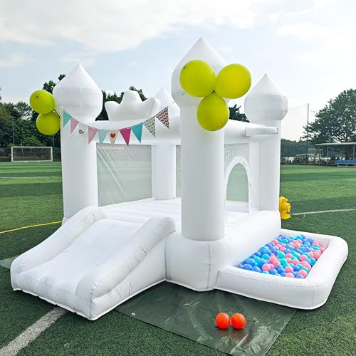 9FT White Bounce House,Inflatable Toddler Bouncy House for 3-6 Age Kids Party Gift with Blower White Jumper Bouncy Castle Wedding Decorations for Outdoor Play Backyard | Amazon (US)