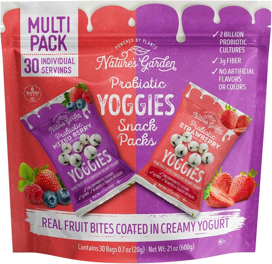 Nature's Garden Probiotic Yoggies Multi Pack, 21oz (Strawberry Yoggies 15x0.7 oz +Mixed Berry Yog... | Amazon (US)