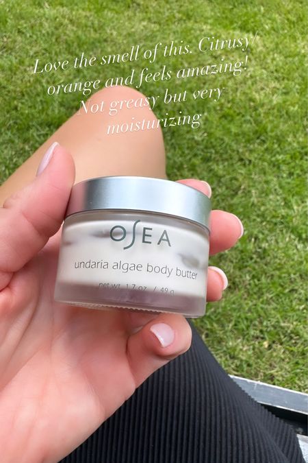 Osea body butter Love the smell of this. Citrusy/orange and feels amazing! Not greasy but very moisturizing and leaves your skin feeling super soft. Looking in to other items from this brand and am impressed. Anti aging for the whole body. Free gift with purchase right now  

#LTKbeauty #LTKunder50 #LTKFind