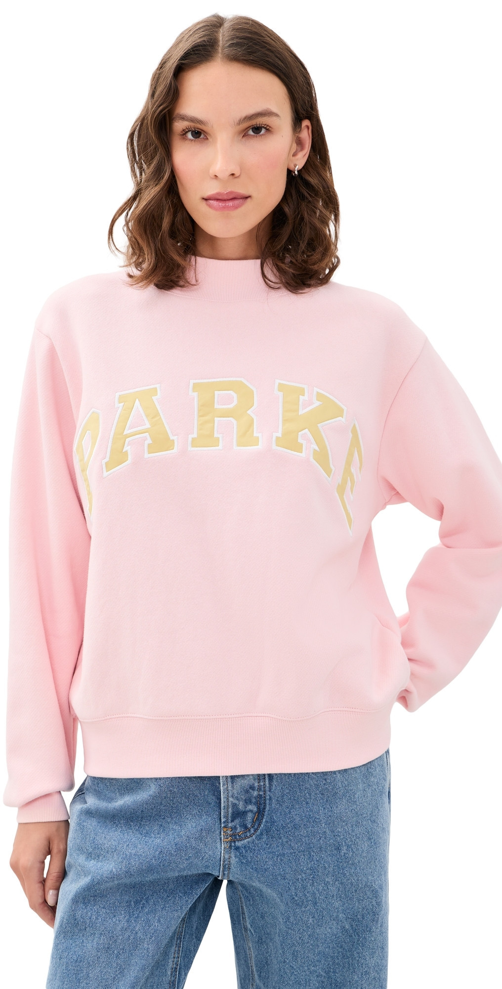 PARKE Varsity Mock Neck Sweatshirt Rose/Peel XXL | Shopbop