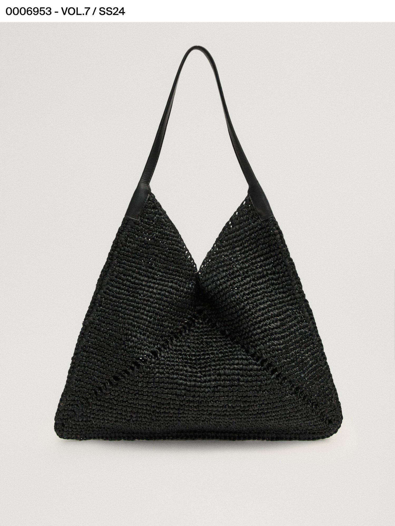 Raffia flat shopper bag with leather handle | Massimo Dutti US