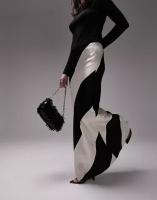 Topshop large stripe floor length maxi skirt in black and white | ASOS (Global)