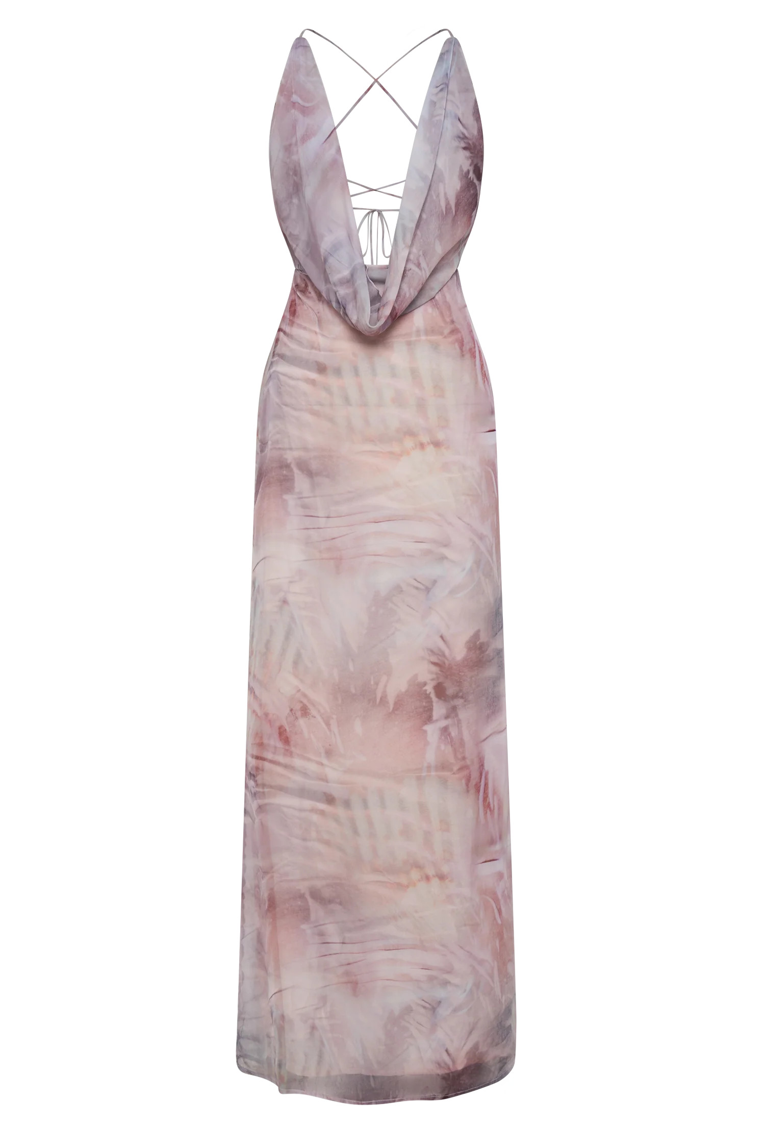 Attina Cowl Chiffon Maxi Dress - Mermaid Shell Print | Meshki (APAC)