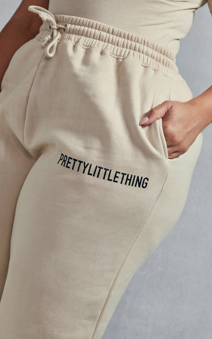 PLT Plus Oatmeal High Waisted Cuffed Sweatpants | Plus Size | PrettyLittleThing US