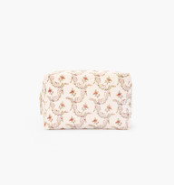 The Quilted Cosmetic Bag - Pink Ribbon Rose Ikat | Hill House Home US