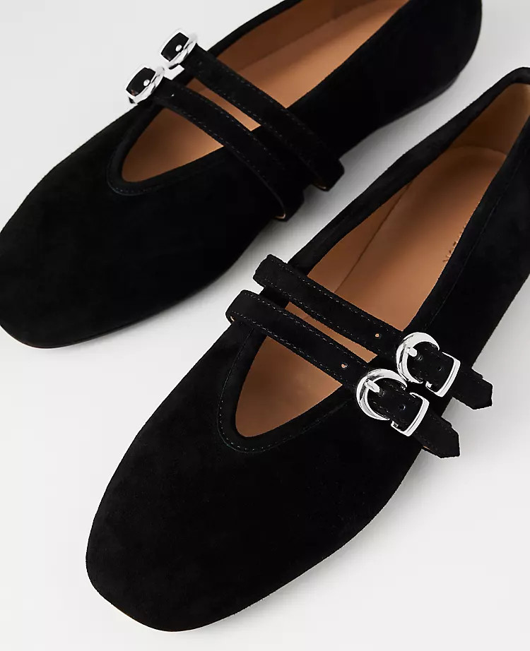 Buckled Suede Ballet Flat | Ann Taylor