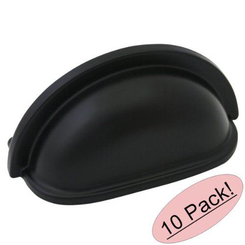 Cosmas 4310FB Flat Black Cabinet Hardware Bin Cup Drawer Handle, 10-Pack | Amazon (US)