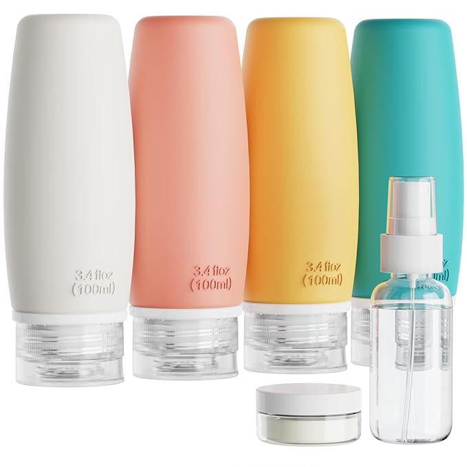 PACKISM TSA Approved Toiletry Bottles - 6 Pack Leak Proof 3.4oz Silicone Travel Bottles for Toile... | Amazon (US)