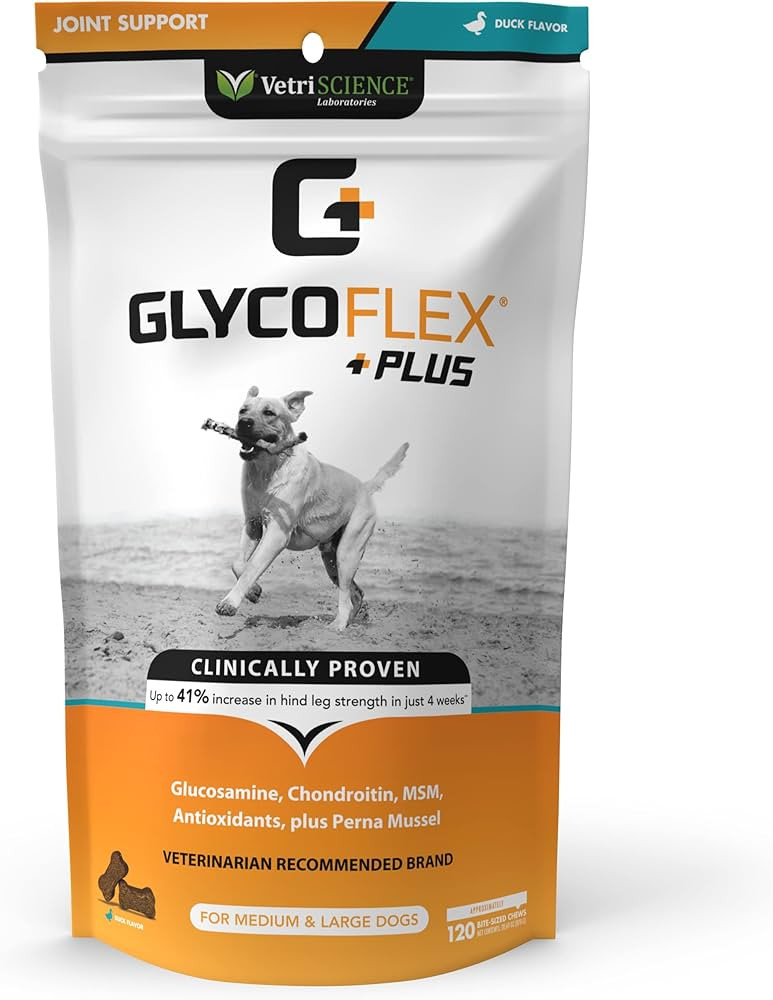 VETRISCIENCE Glycoflex Plus Clinically Proven Dog Hip and Joint Supplement with Glucosamine, Chon... | Amazon (US)
