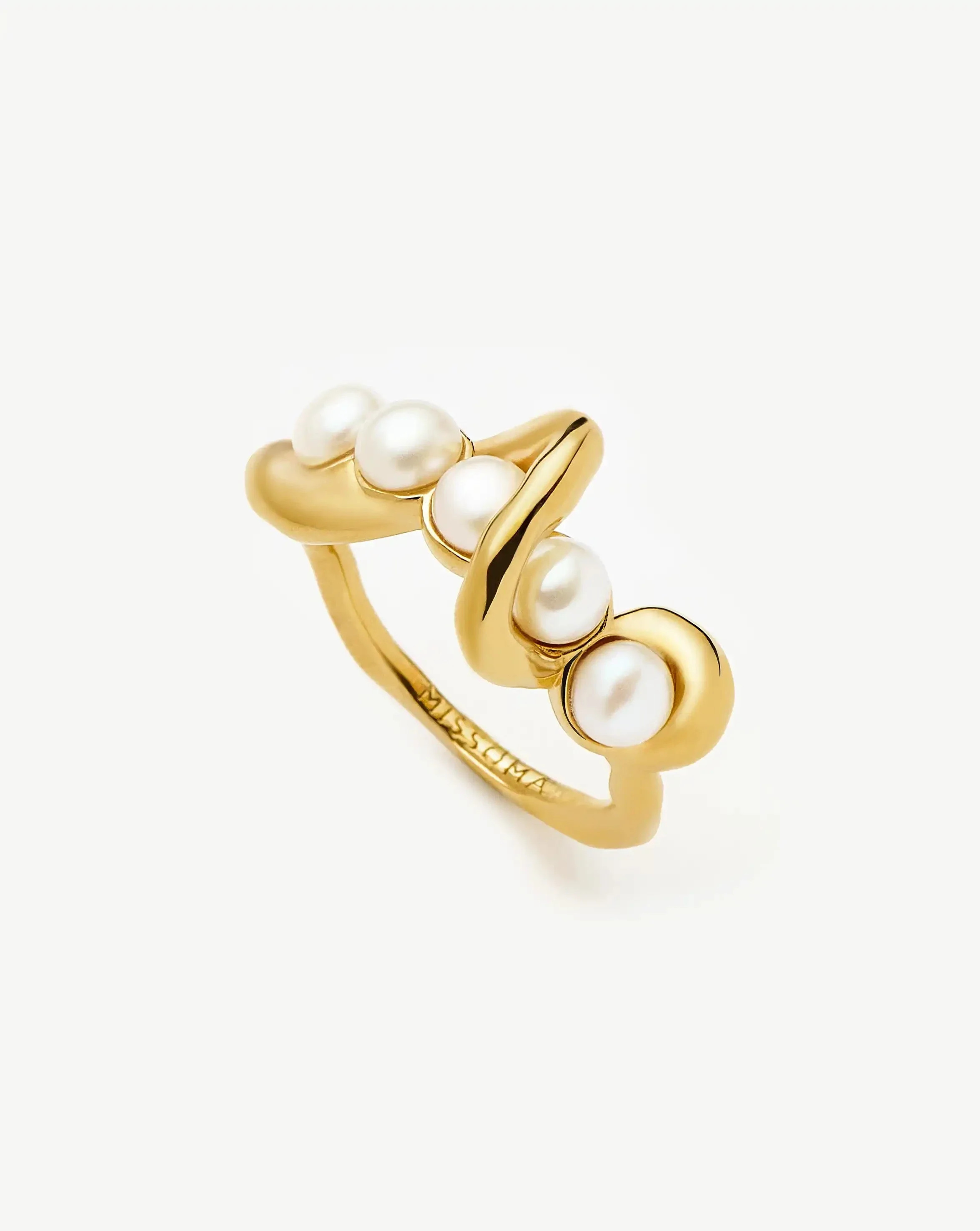 Molten Pearl Twisted Stacking Ring - 18k Gold Vermeil/Pearl | Missoma US
