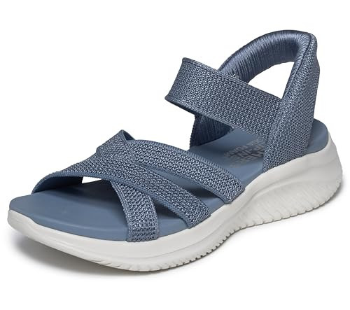 Skechers Women's ULTRA FLEX 3.0 SANDAL - FOREVER BETTER Hands Free Slip-ins, Knit cross strap sandal, Slate, 11M | Amazon (US)