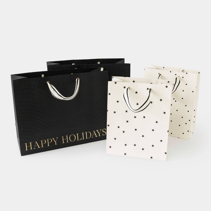 Black Gift Bag Set, Set of 4 (2 cub, 2 vogue) - Sugar Paper™ | Target