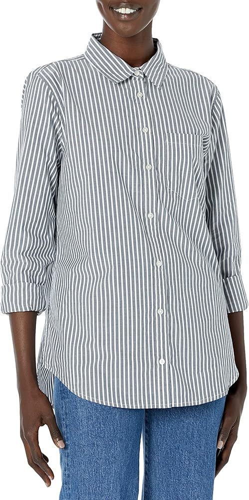 Amazon Essentials Women's Classic-Fit Long-Sleeve Button-Down Poplin Shirt | Amazon (US)
