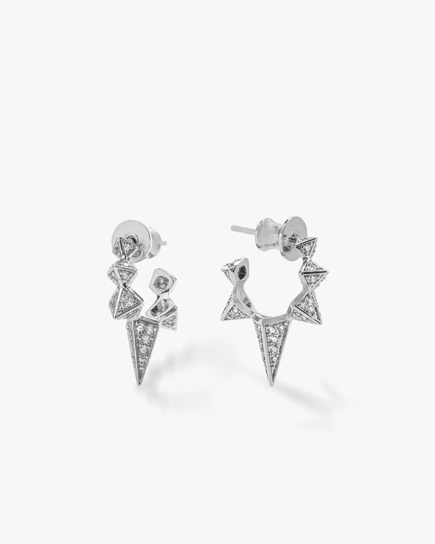 Gabriella Pavé Spiked Hoops - Silver|White Diamondettes | Melinda Maria Jewelry